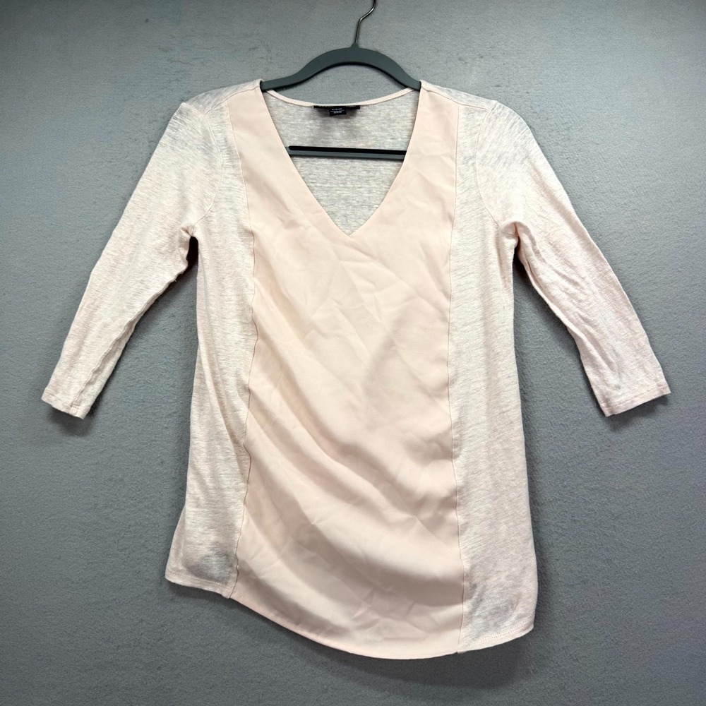 A Pea in the Pod Maternity Top Womens Small Coral Pink Asymmetrical Hem V-Neck